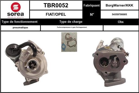 SNRA TBR0052 - Turbocompresseur, suralimentation cwaw.fr