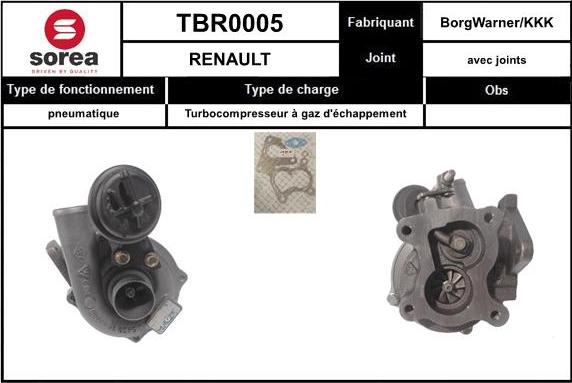 SNRA TBR0005 - Turbocompresseur, suralimentation cwaw.fr