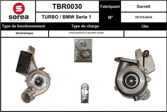 SNRA TBR0030 - Turbocompresseur, suralimentation cwaw.fr