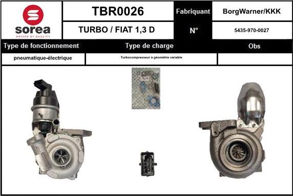 SNRA TBR0026 - Turbocompresseur, suralimentation cwaw.fr