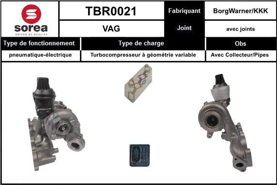 SNRA TBR0021 - Turbocompresseur, suralimentation cwaw.fr