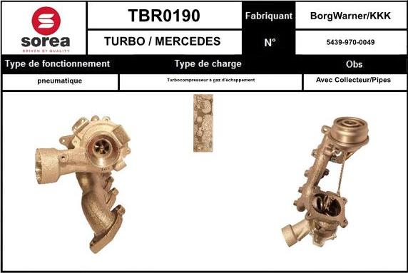 SNRA TBR0190 - Turbocompresseur, suralimentation cwaw.fr