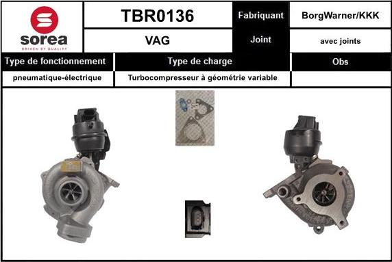 SNRA TBR0136 - Turbocompresseur, suralimentation cwaw.fr