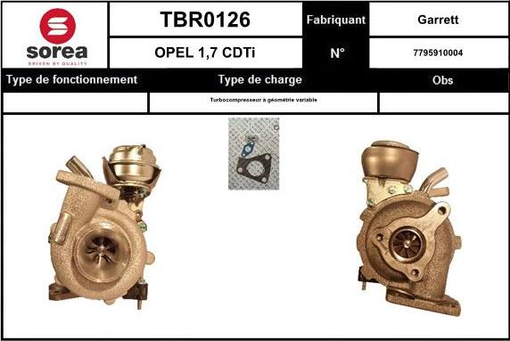 SNRA TBR0126 - Turbocompresseur, suralimentation cwaw.fr