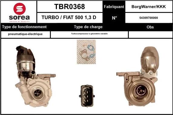 SNRA TBR0368 - Turbocompresseur, suralimentation cwaw.fr