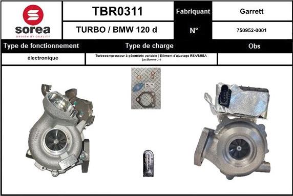 SNRA TBR0311 - Turbocompresseur, suralimentation cwaw.fr