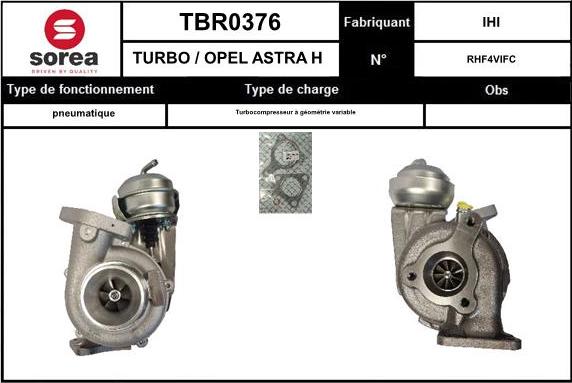 SNRA TBR0376 - Turbocompresseur, suralimentation cwaw.fr