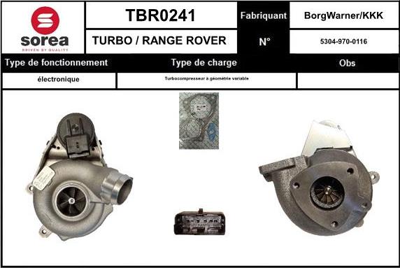 SNRA TBR0241 - Turbocompresseur, suralimentation cwaw.fr