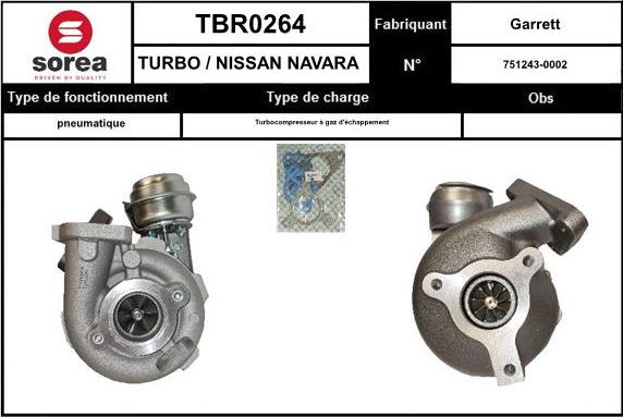 SNRA TBR0264 - Turbocompresseur, suralimentation cwaw.fr