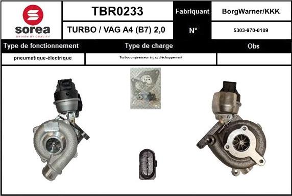 SNRA TBR0233 - Turbocompresseur, suralimentation cwaw.fr