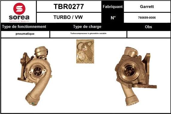 SNRA TBR0277 - Turbocompresseur, suralimentation cwaw.fr