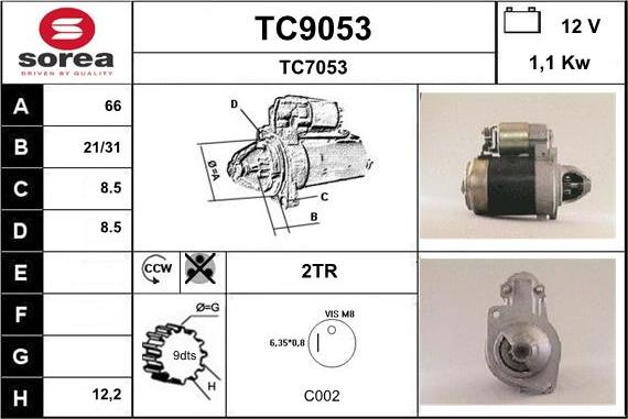 SNRA TC9053 - Démarreur cwaw.fr