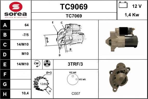 SNRA TC9069 - Démarreur cwaw.fr