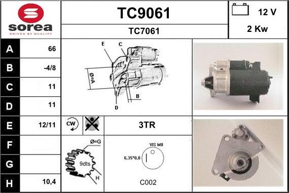 SNRA TC9061 - Démarreur cwaw.fr