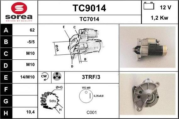 SNRA TC9014 - Démarreur cwaw.fr