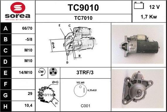 SNRA TC9010 - Démarreur cwaw.fr