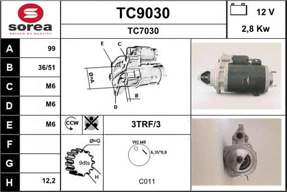 SNRA TC9030 - Démarreur cwaw.fr