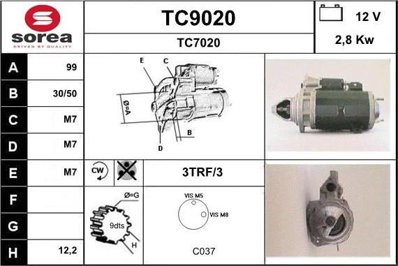 SNRA TC9020 - Démarreur cwaw.fr