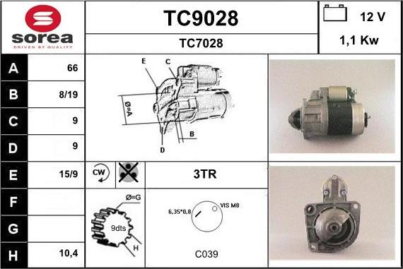 SNRA TC9028 - Démarreur cwaw.fr