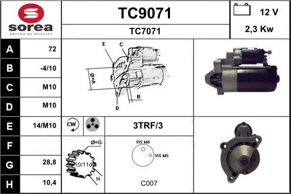 SNRA TC9071 - Démarreur cwaw.fr