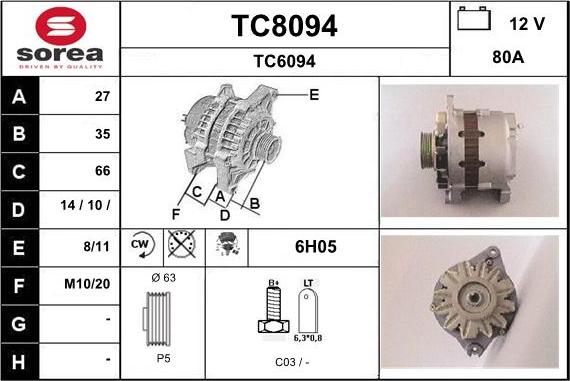 SNRA TC8094 - Alternateur cwaw.fr