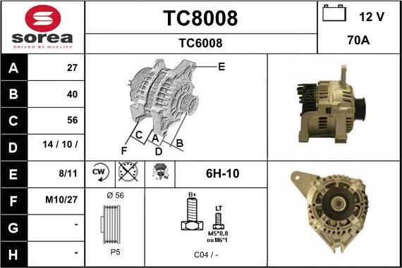 SNRA TC8008 - Alternateur cwaw.fr