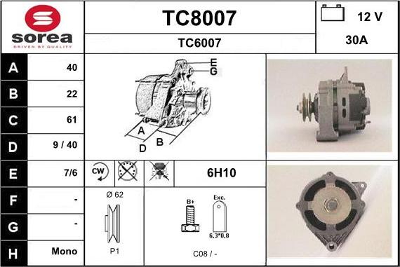 SNRA TC8007 - Alternateur cwaw.fr