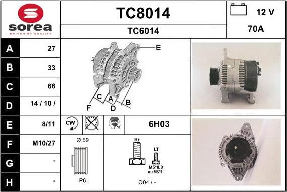 SNRA TC8014 - Alternateur cwaw.fr