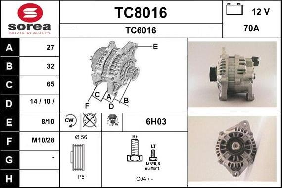 SNRA TC8016 - Alternateur cwaw.fr