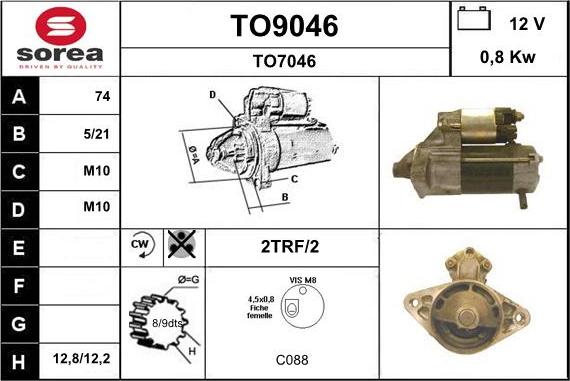 SNRA TO9046 - Démarreur cwaw.fr