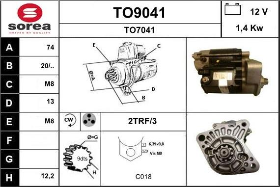 SNRA TO9041 - Démarreur cwaw.fr