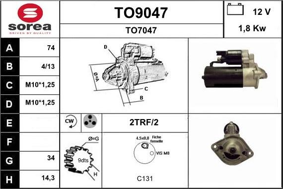 SNRA TO9047 - Démarreur cwaw.fr