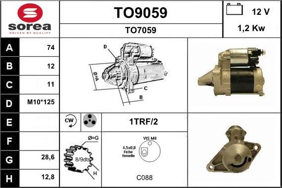 SNRA TO9059 - Démarreur cwaw.fr