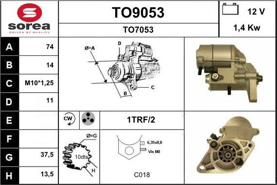 SNRA TO9053 - Démarreur cwaw.fr