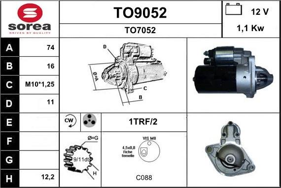 SNRA TO9052 - Démarreur cwaw.fr