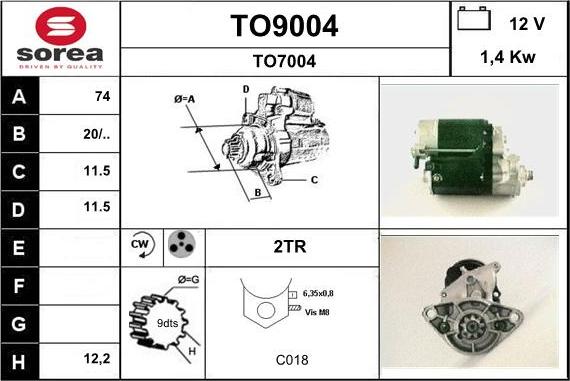 SNRA TO9004 - Démarreur cwaw.fr