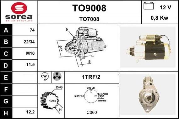 SNRA TO9008 - Démarreur cwaw.fr