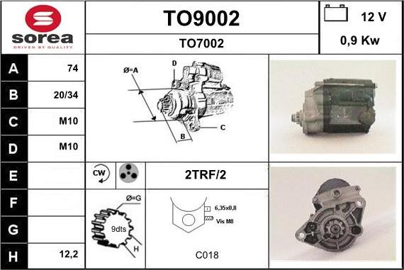 SNRA TO9002 - Démarreur cwaw.fr