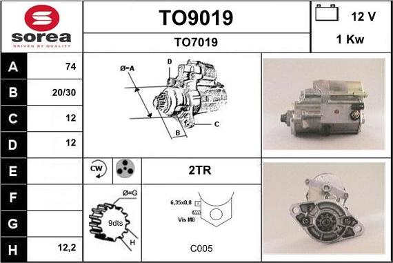 SNRA TO9019 - Démarreur cwaw.fr