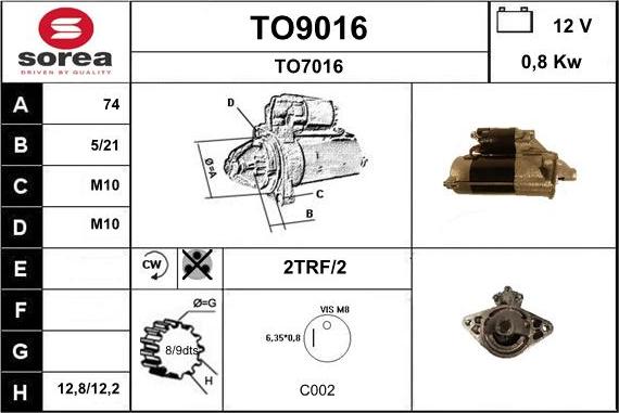 SNRA TO9016 - Démarreur cwaw.fr