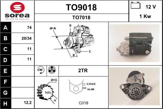 SNRA TO9018 - Démarreur cwaw.fr