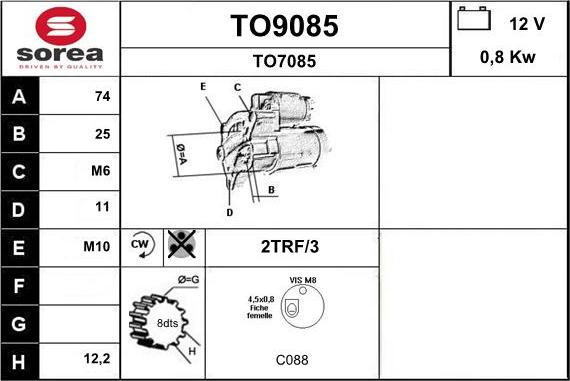 SNRA TO9085 - Démarreur cwaw.fr