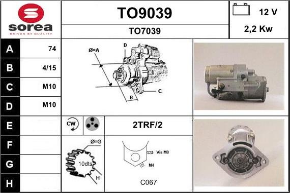 SNRA TO9039 - Démarreur cwaw.fr