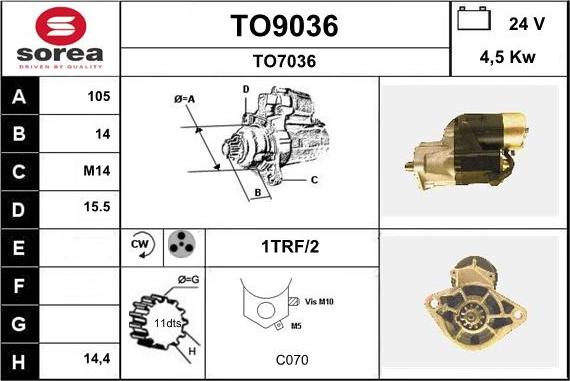 SNRA TO9036 - Démarreur cwaw.fr