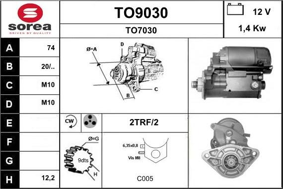 SNRA TO9030 - Démarreur cwaw.fr