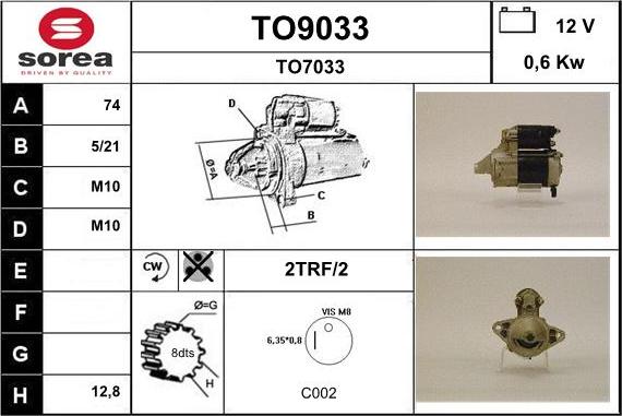 SNRA TO9033 - Démarreur cwaw.fr