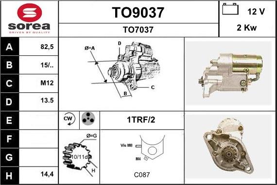 SNRA TO9037 - Démarreur cwaw.fr