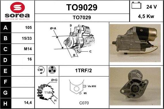 SNRA TO9029 - Démarreur cwaw.fr