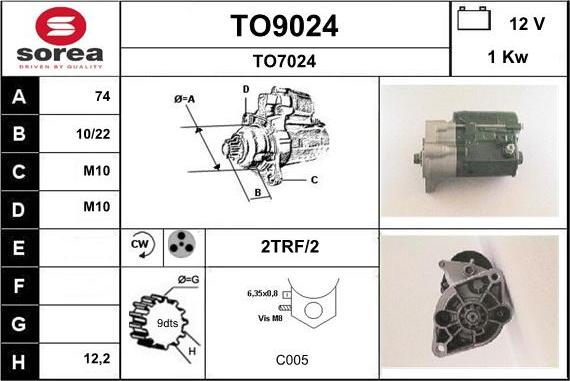 SNRA TO9024 - Démarreur cwaw.fr