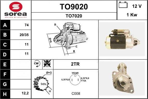 SNRA TO9020 - Démarreur cwaw.fr